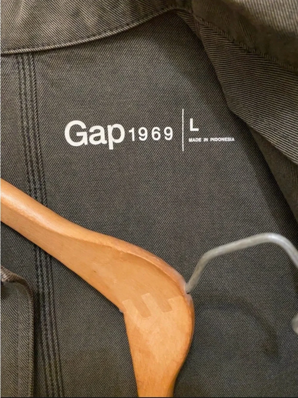 Gap 1969 Chore Jacket Canvas Twill Black Moss Size Large Button Front Retail $98